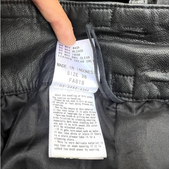 Share Spirit | Rare Vintage Leather Raw Hem Silk Layer Goth Skirt Japan Sz 38 - Picture 7 of 12